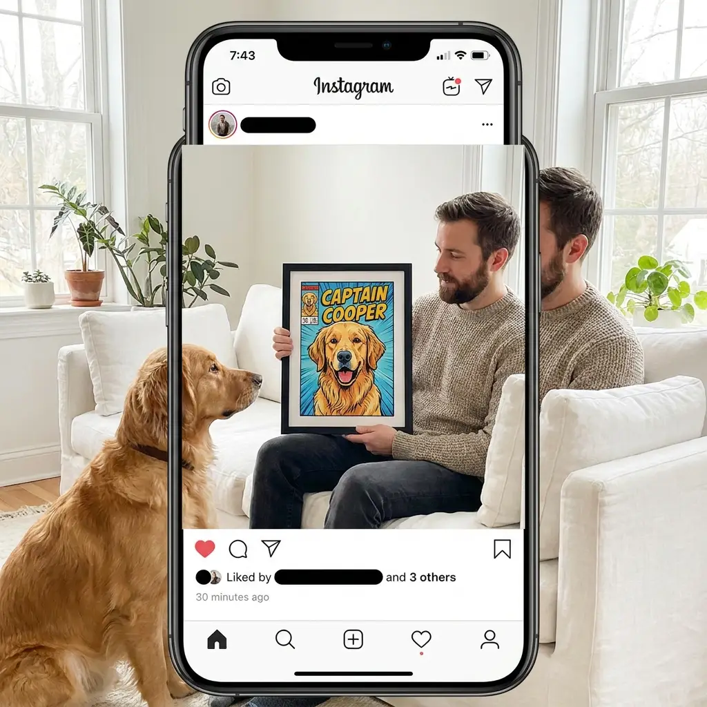 Französische Bulldogge mit Comic-Portrait